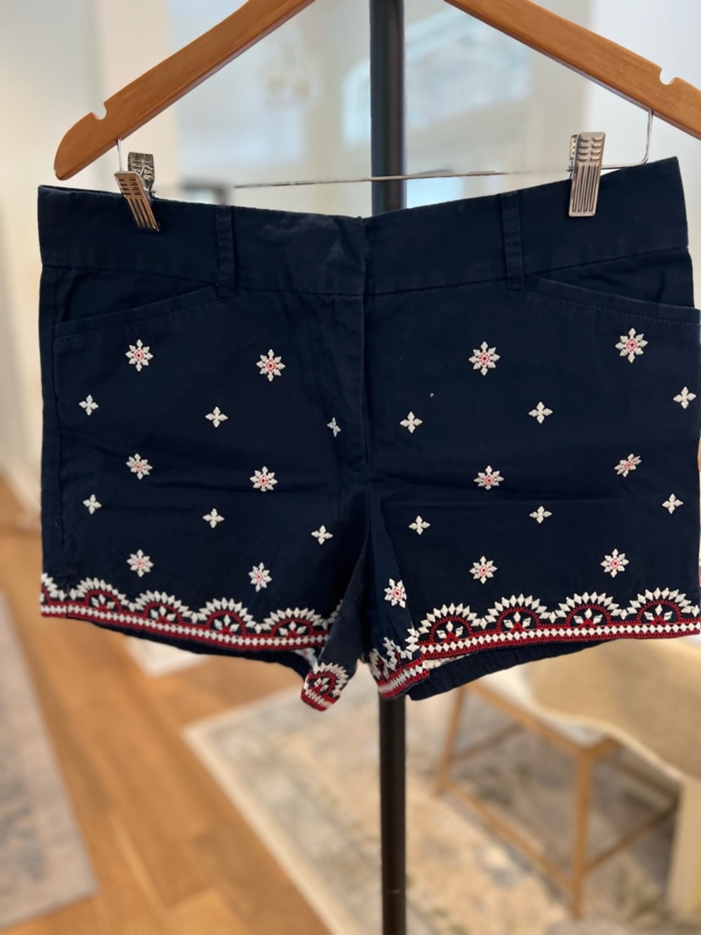 Loft Embroidered Navy Women's Shorts - Picture 4 of 7